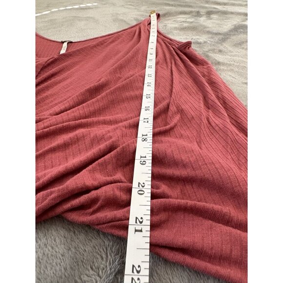 Free People Women's Bulls Eye Tank Top S Pink Draped Deep V-Neck Cowl Bohemian - Picture 7 of 7